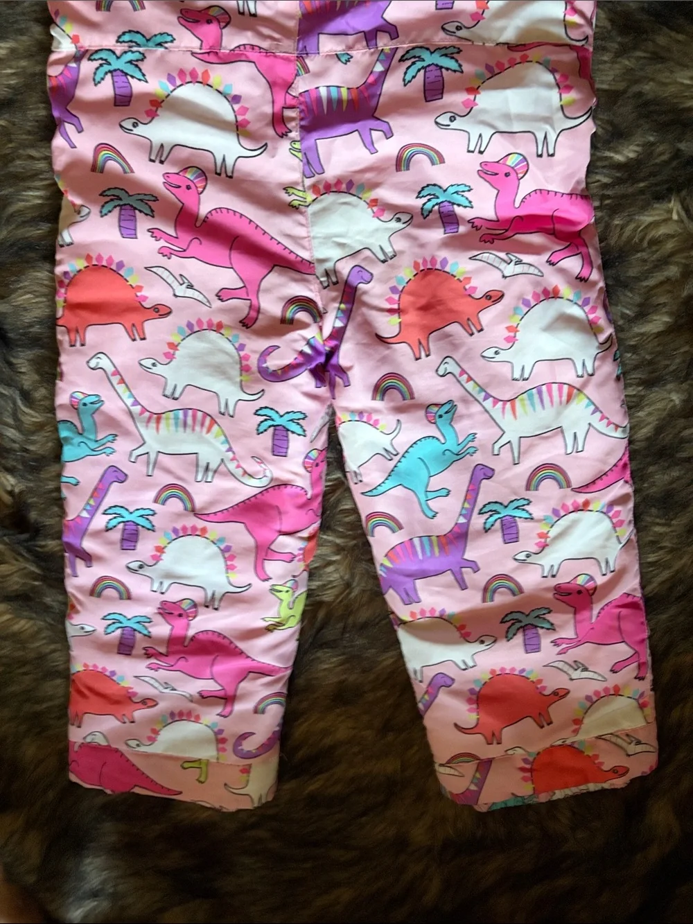 The Children's Place Pink Dinosaur Print Snow Bib Overalls Size 4T